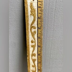 Vintage CE Made in Italy Ornate Pressed Embellished Gold Painted Yard Stick